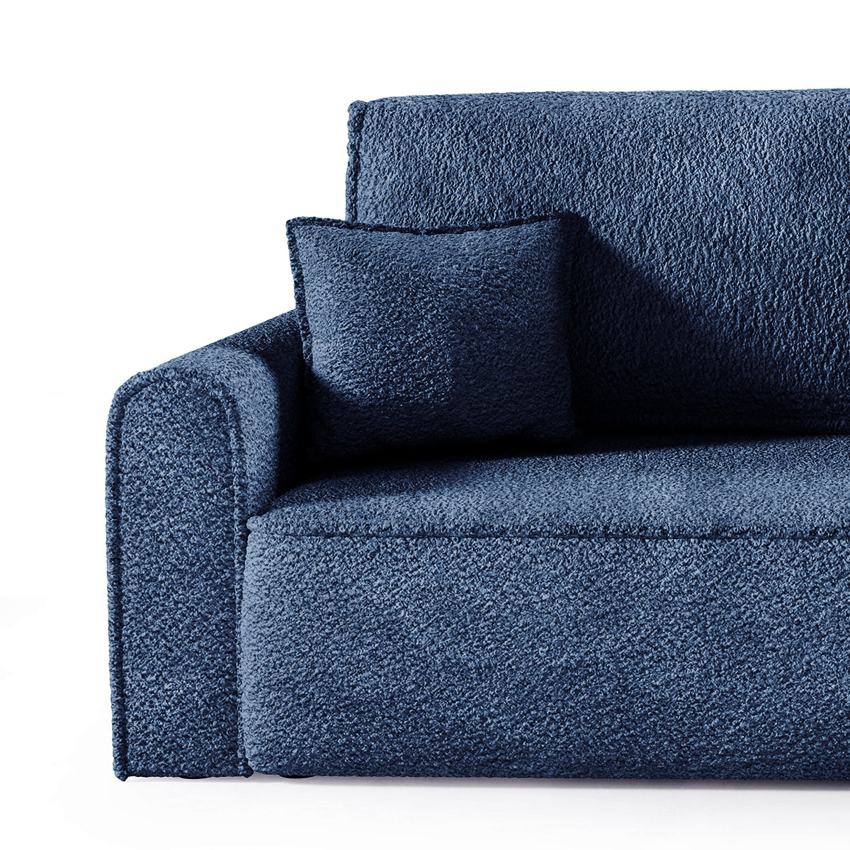 Canapé convertible 3 places coffre Valentin bouclé Bleu - vue 2