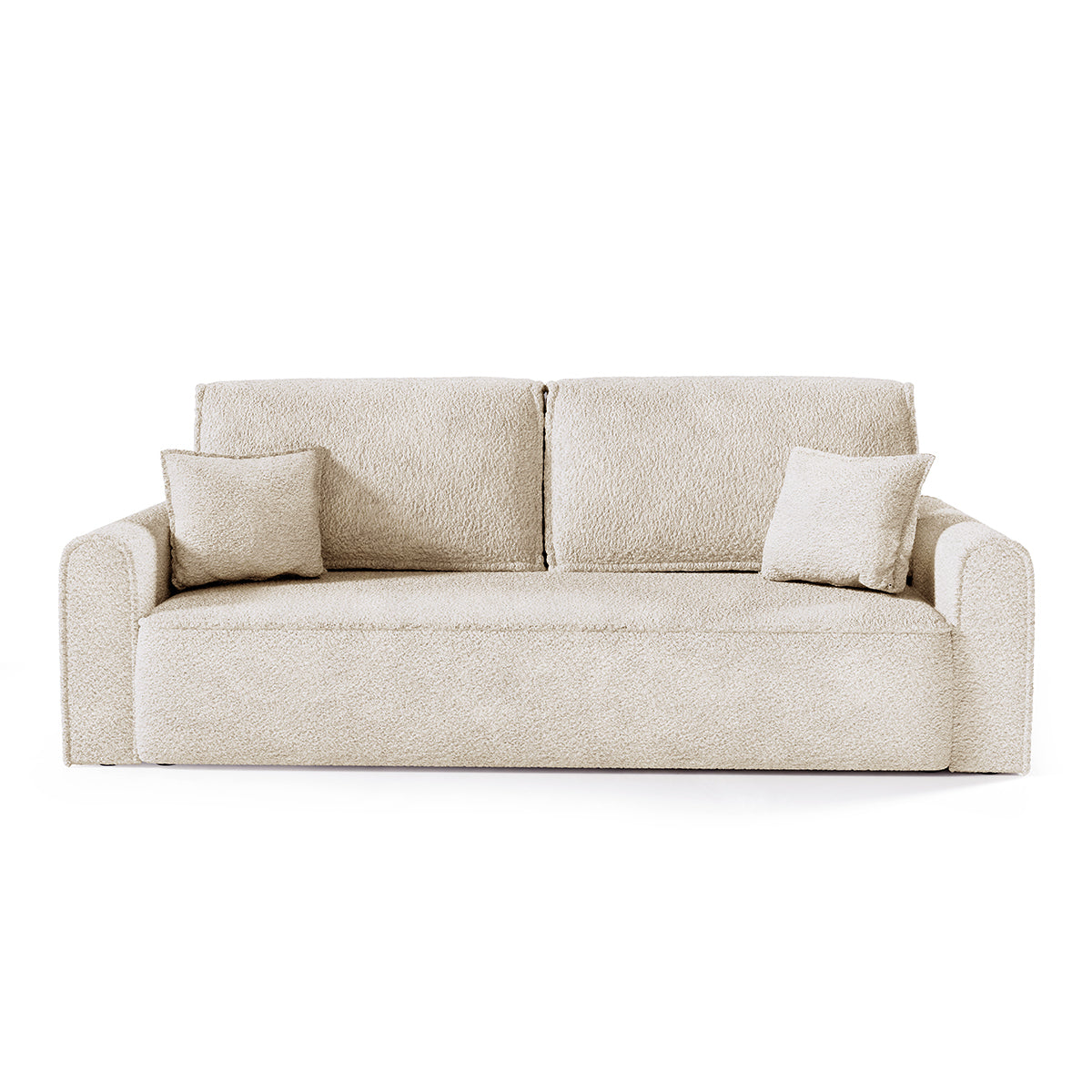 Canapé convertible 3 places coffre Valentin bouclé Beige
