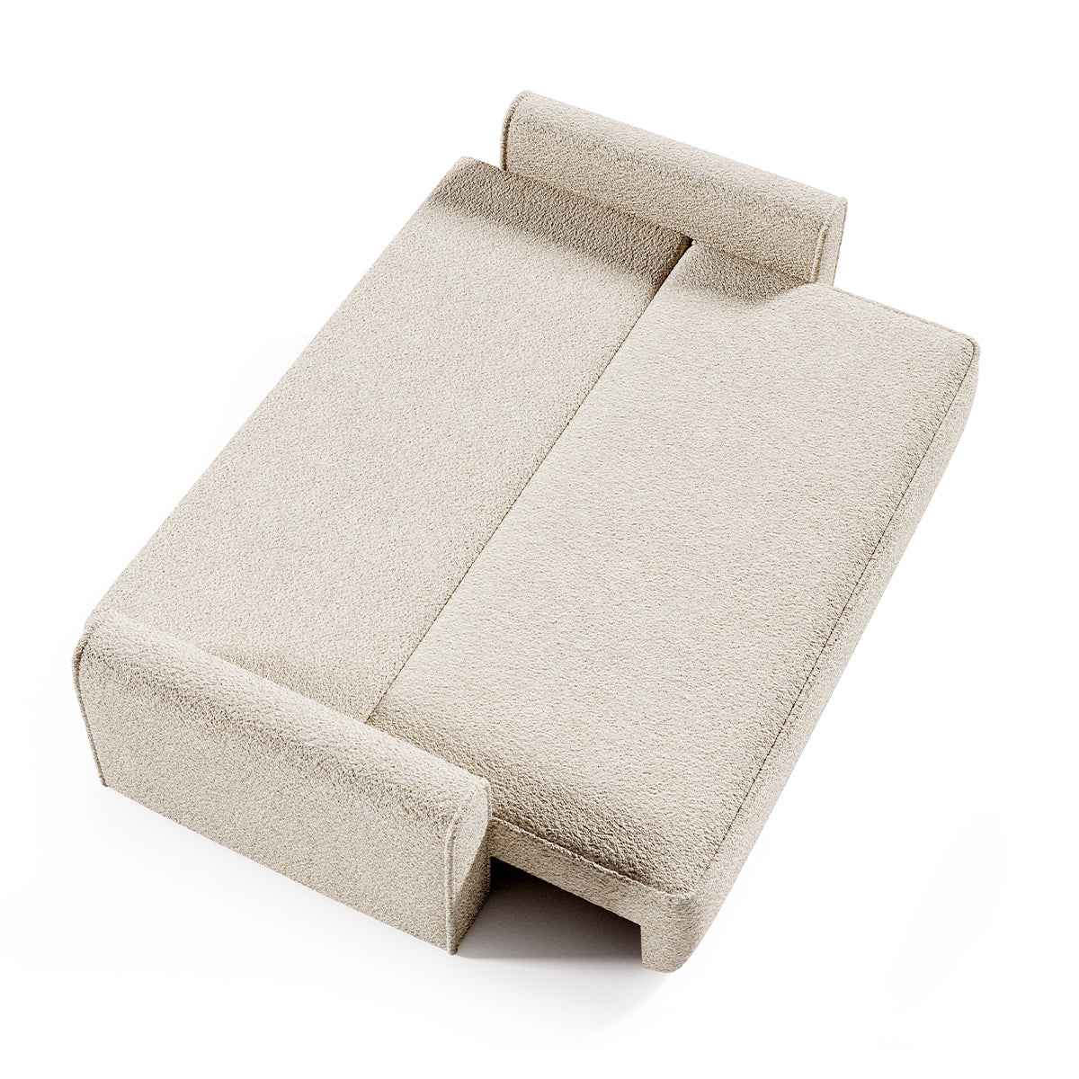 Canapé convertible 3 places coffre Valentin bouclé Beige - vue 3