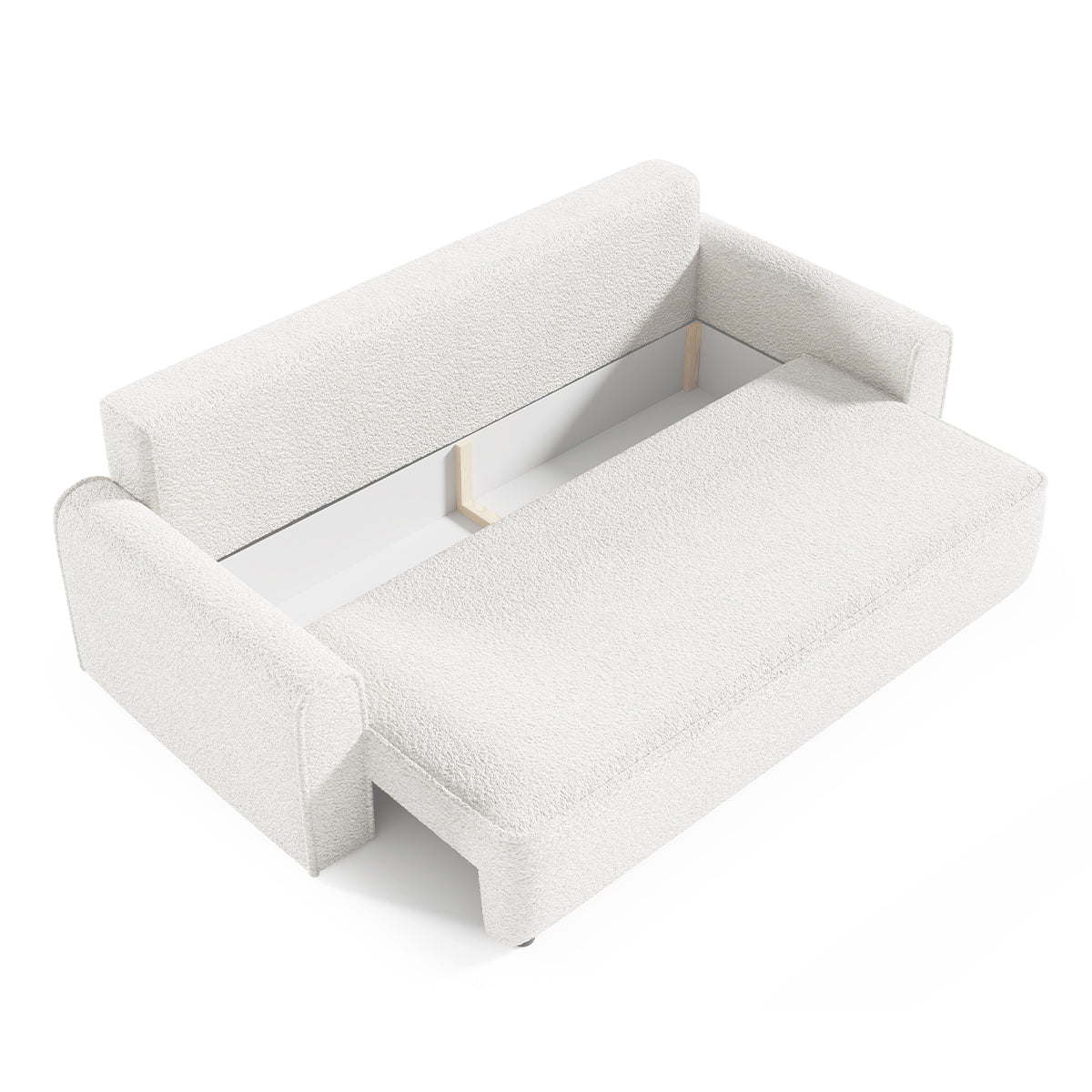 Canapé convertible 3 places coffre Valentin bouclé Blanc - vue 2