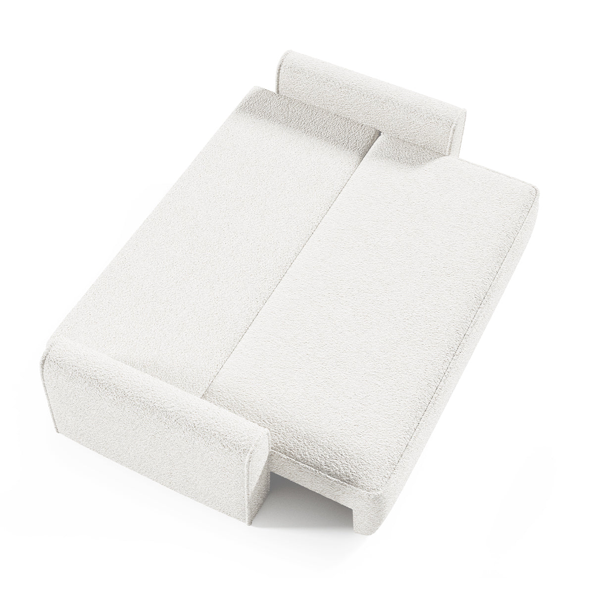 Canapé convertible 3 places coffre Valentin bouclé Blanc - vue 3