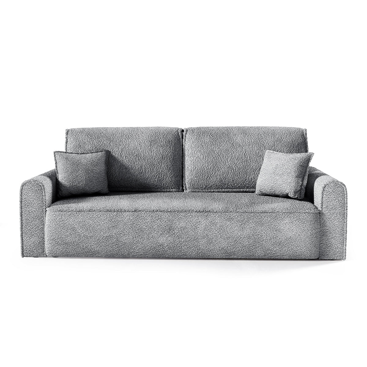Canapé convertible 3 places coffre Valentin bouclé Gris