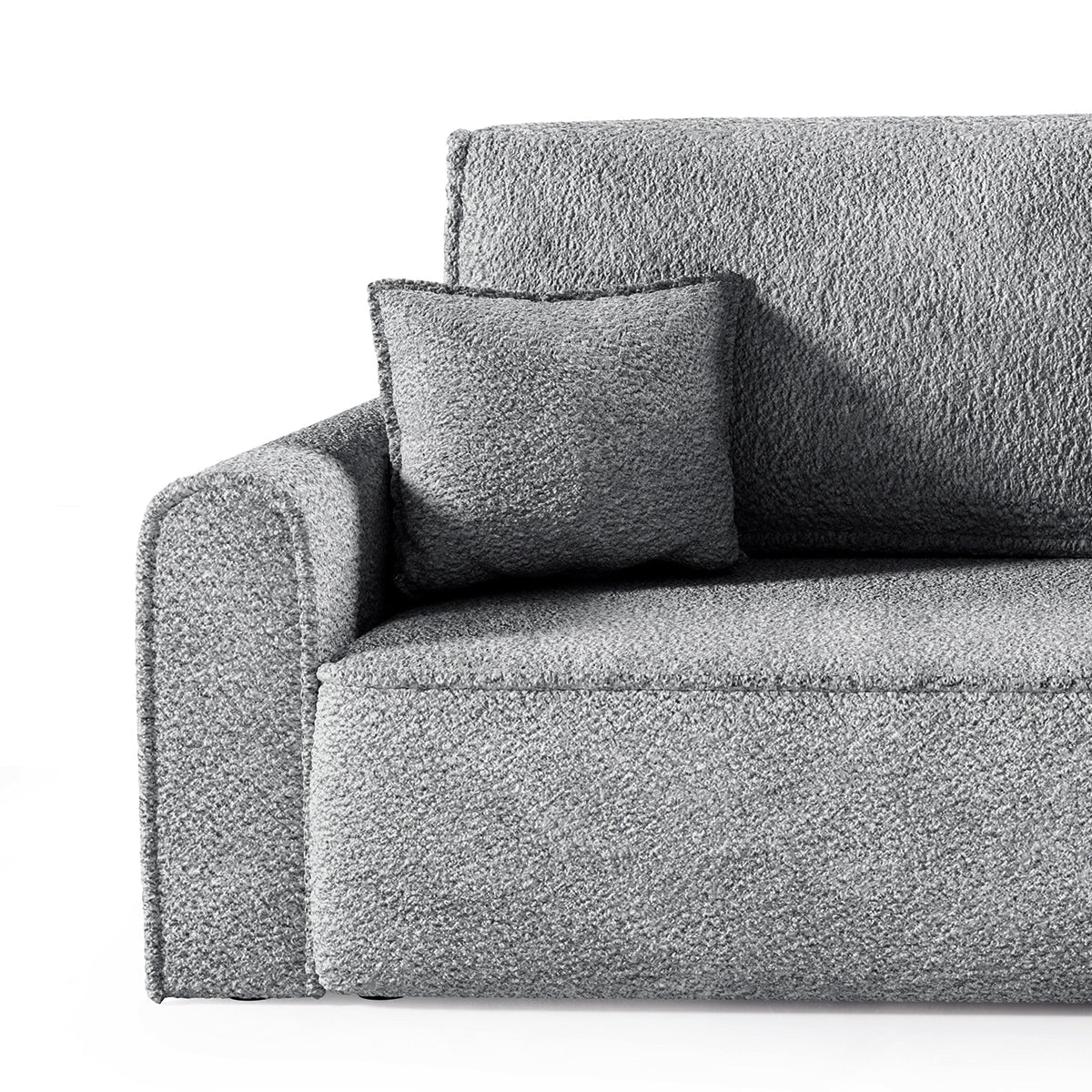 Canapé convertible 3 places coffre Valentin bouclé Gris - vue 2