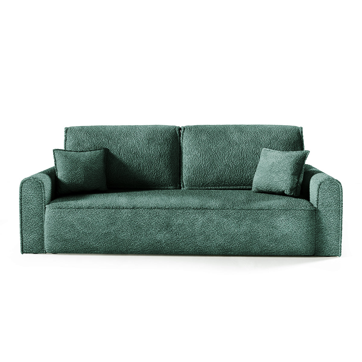 Canapé convertible 3 places coffre Valentin bouclé Vert Sapin