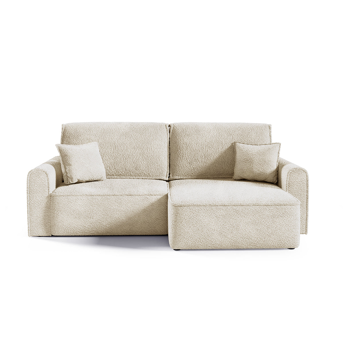 Canapé d'angle réversible convertible 3 places coffre Valentin Mini bouclé Beige