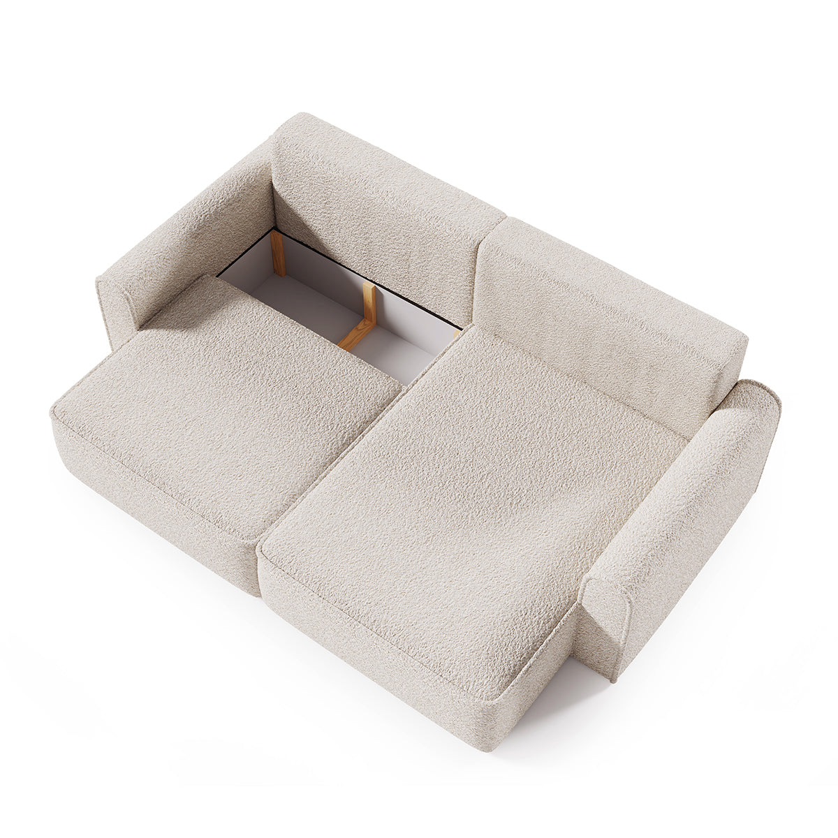 Canapé d'angle réversible convertible 3 places coffre Valentin Mini bouclé Beige - vue 2