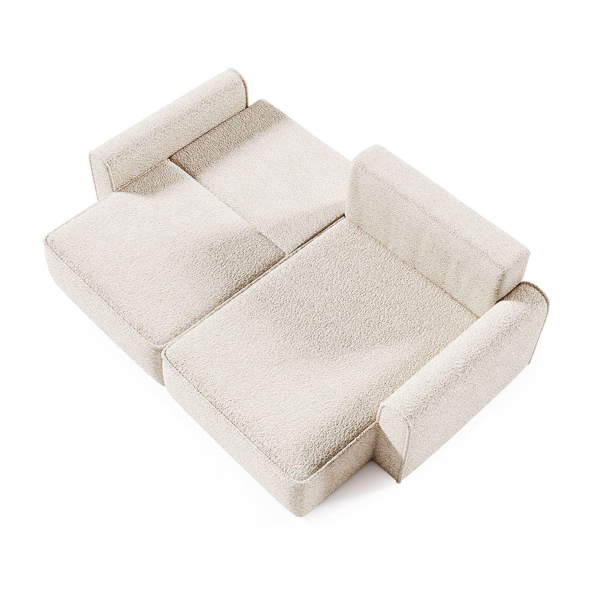 Canapé d'angle réversible convertible 3 places coffre Valentin Mini bouclé Beige - vue 3