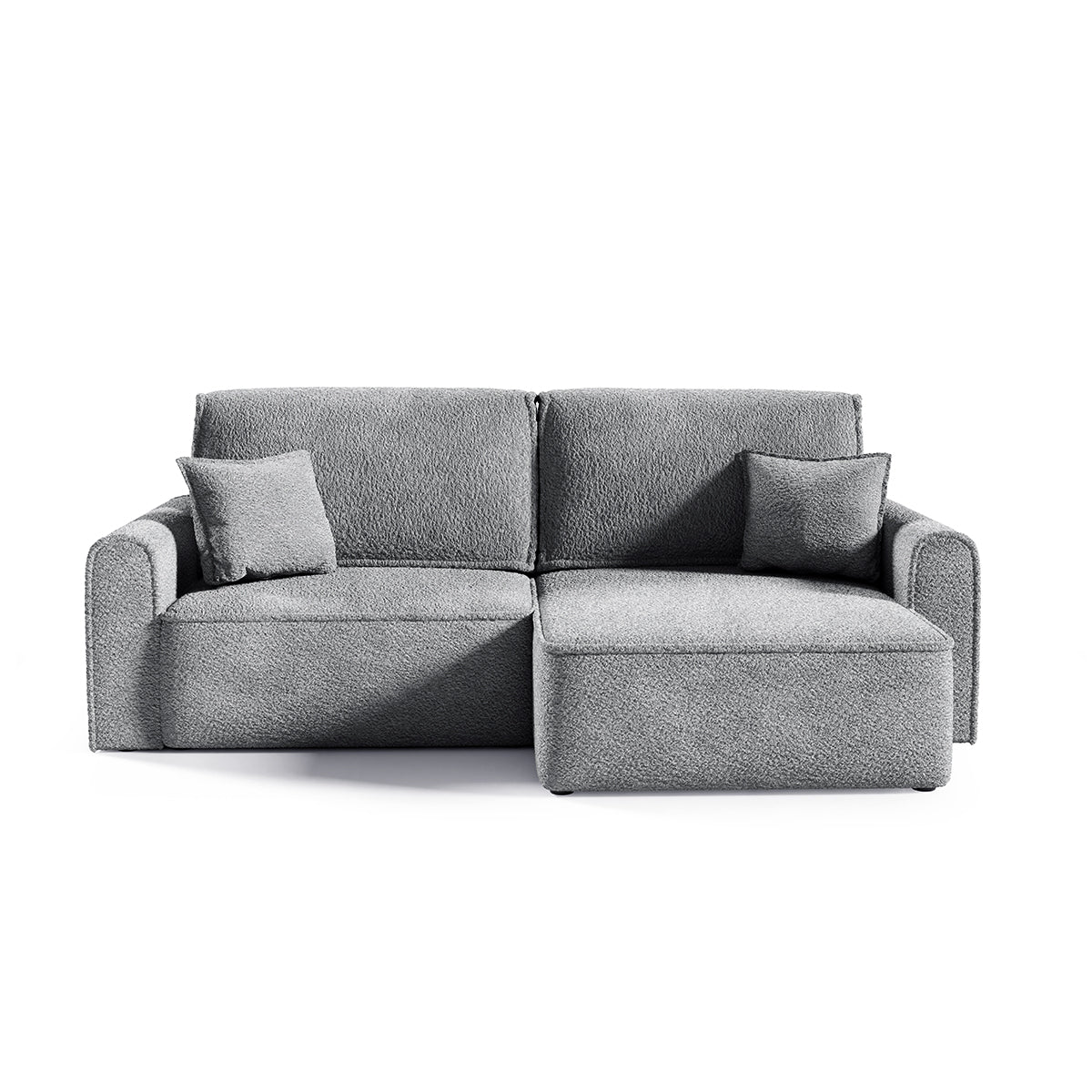 Canapé d'angle réversible convertible 3 places coffre Valentin Mini bouclé Gris