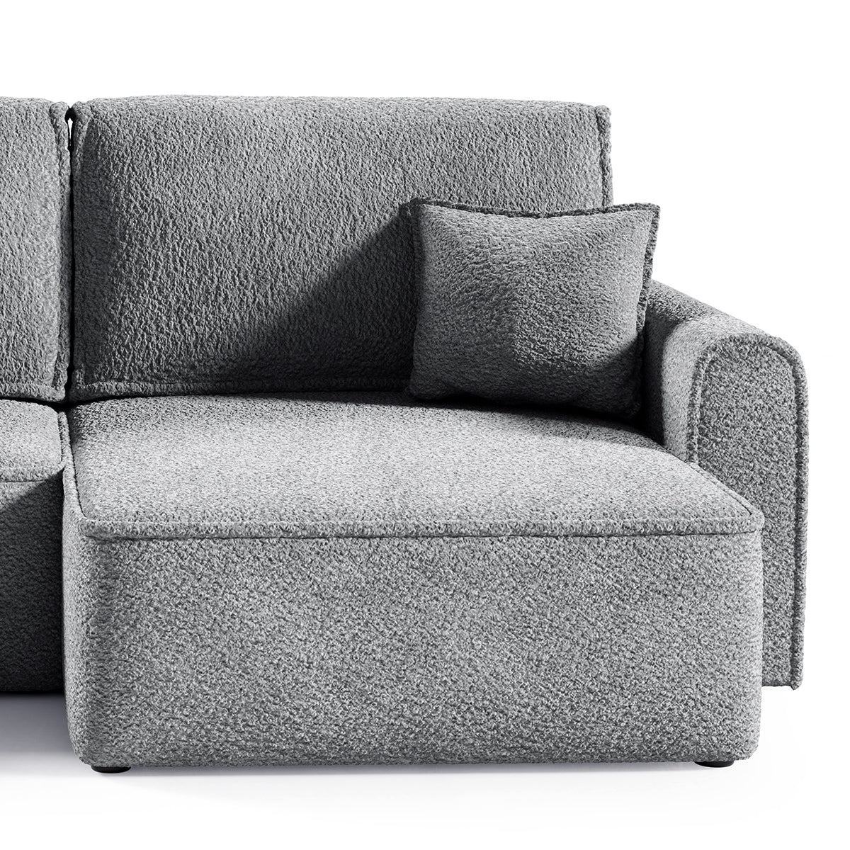 Canapé d'angle réversible convertible 3 places coffre Valentin Mini bouclé Gris - vue 3