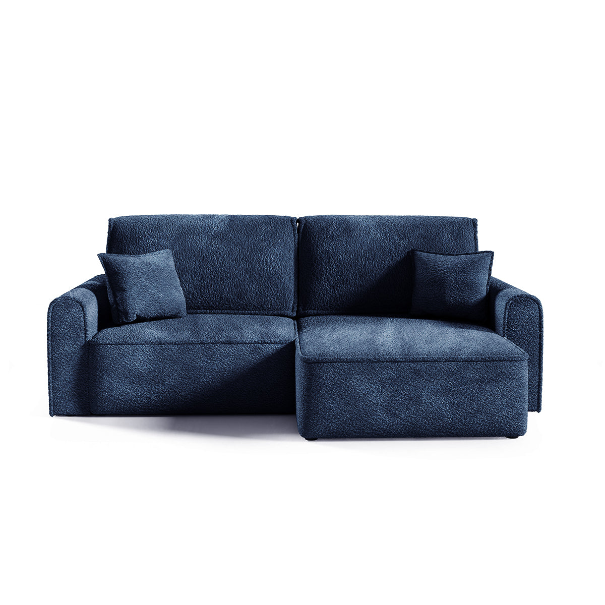 Canapé d'angle réversible convertible 3 places coffre Valentin Mini bouclé Bleu