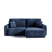 Canapé d'angle réversible convertible 3 places coffre Valentin Mini bouclé Bleu