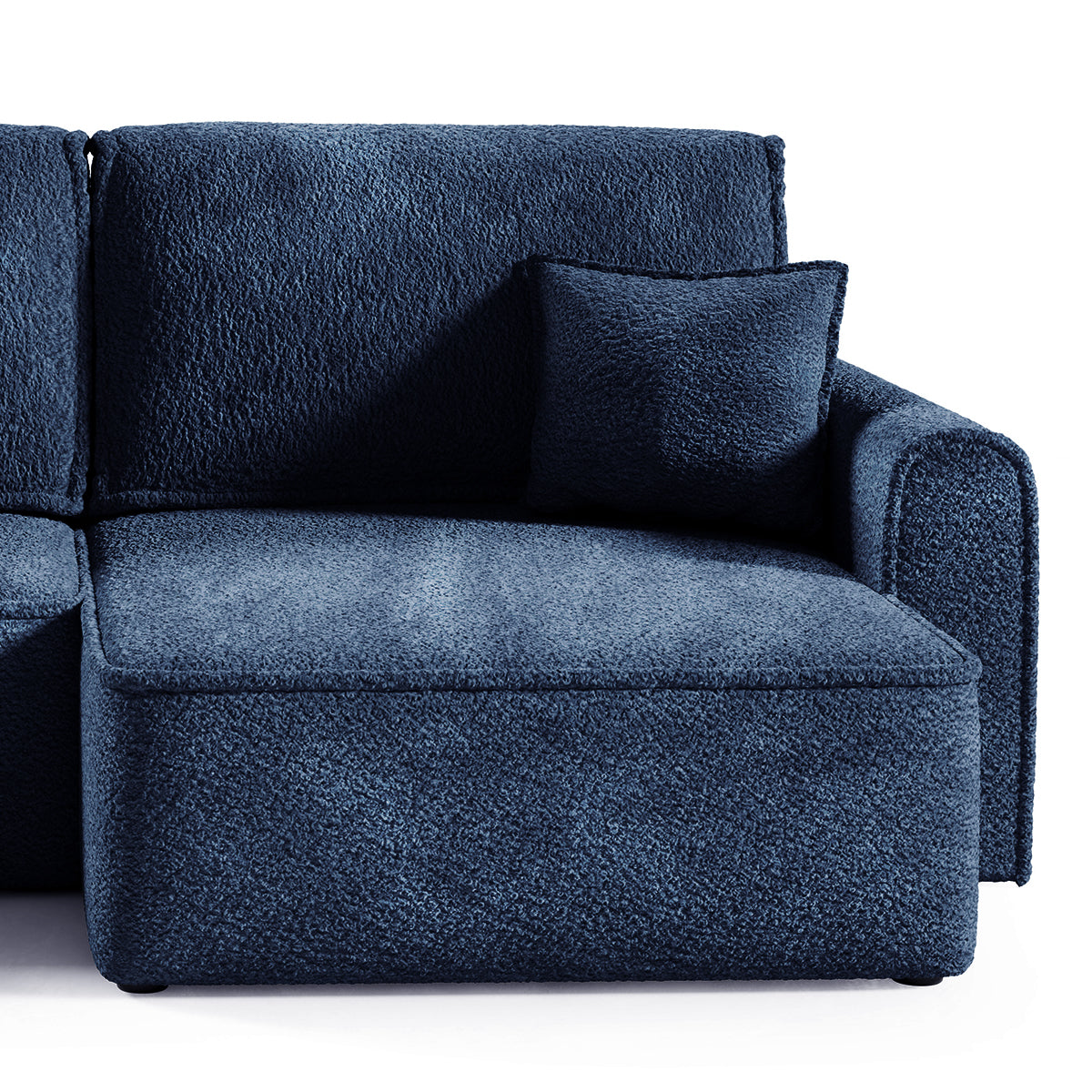 Canapé d'angle réversible convertible 3 places coffre Valentin Mini bouclé Bleu - vue 3