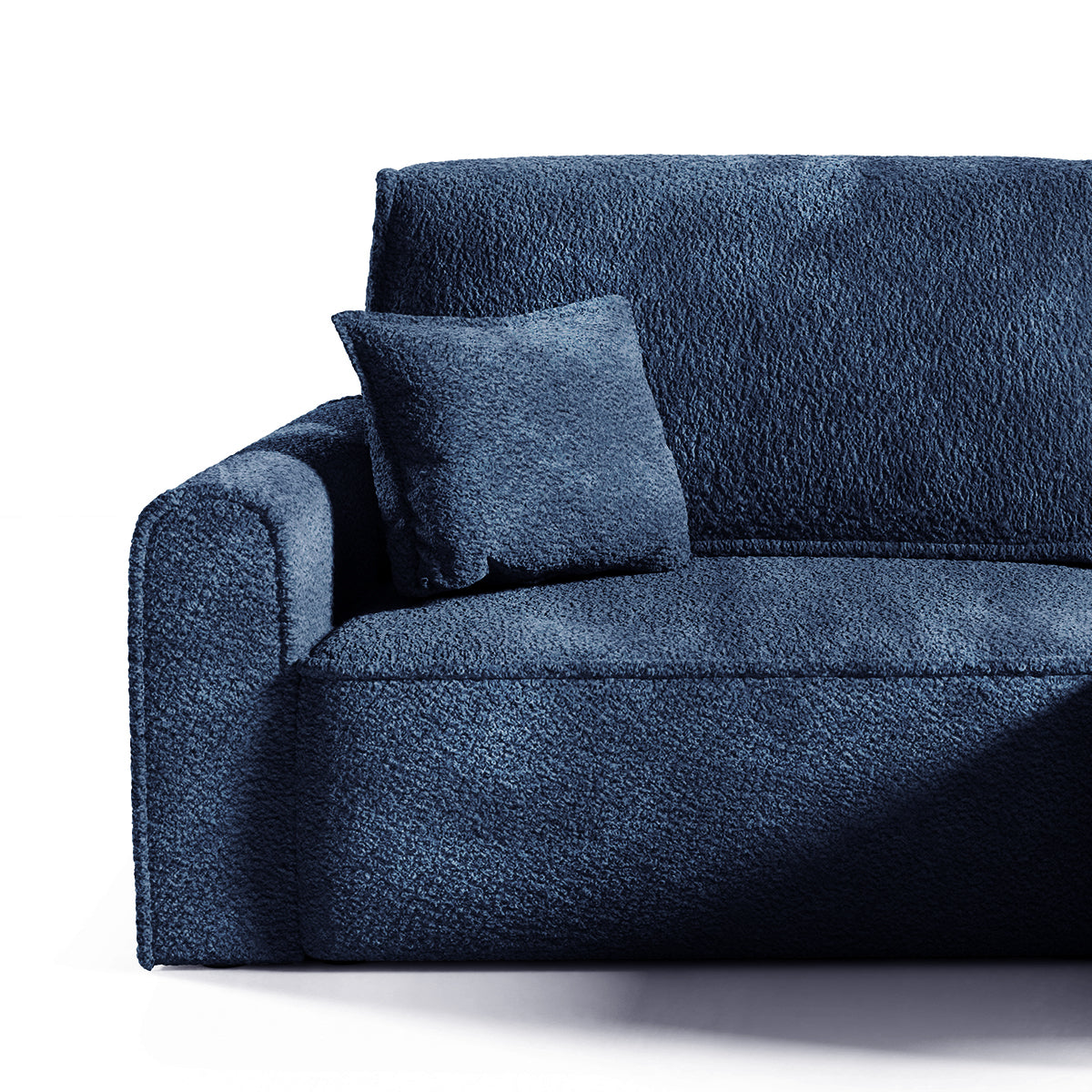 Canapé d'angle réversible convertible 3 places coffre Valentin Mini bouclé Bleu - vue 2