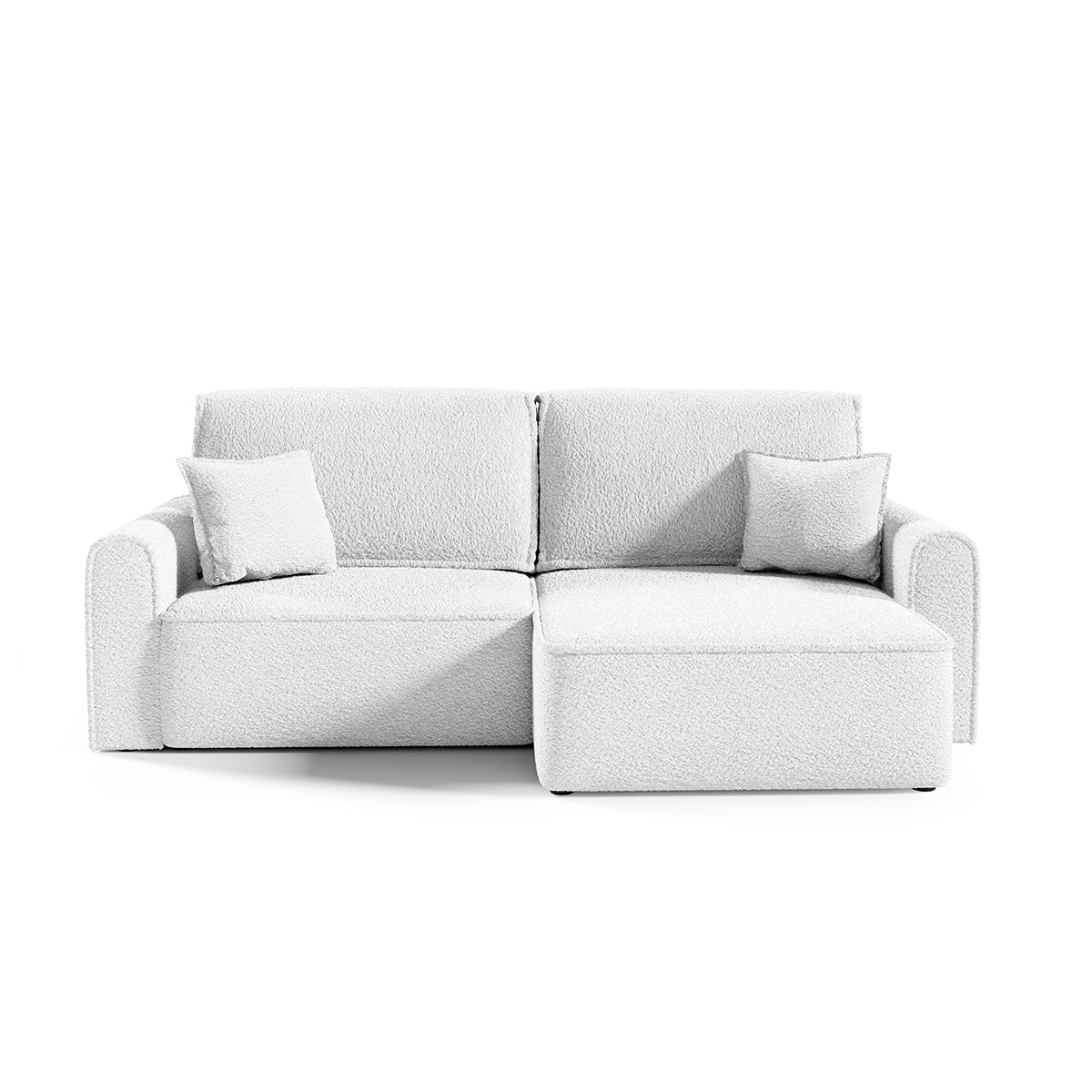 Canapé d'angle réversible convertible 3 places coffre Valentin Mini bouclé Blanc