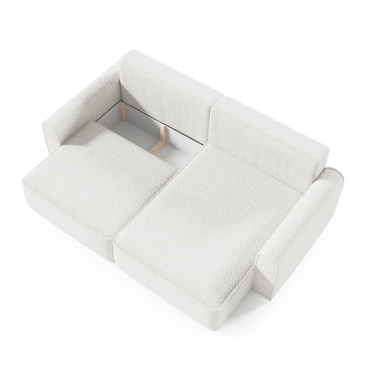 Canapé d'angle réversible convertible 3 places coffre Valentin Mini bouclé Blanc - vue 2