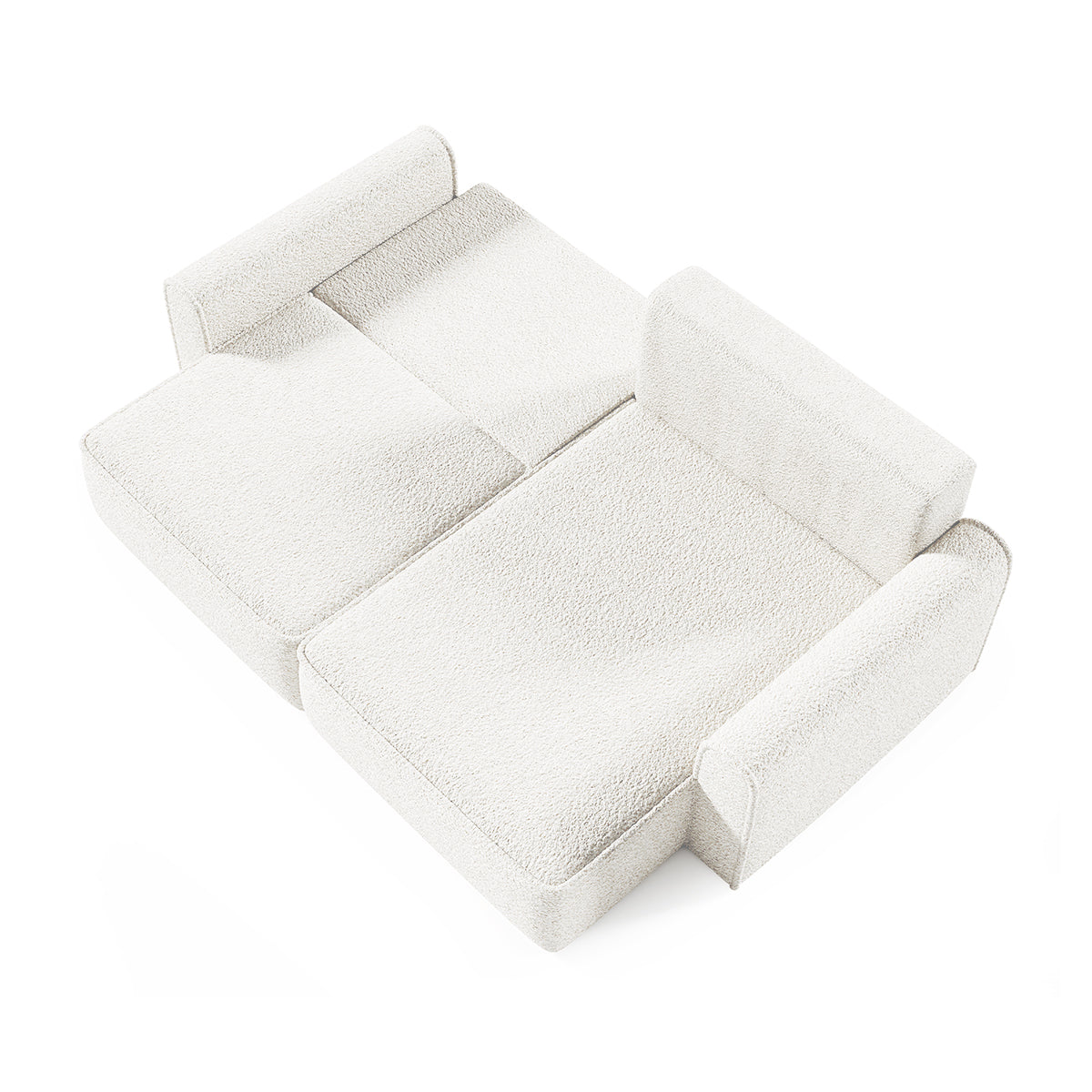 Canapé d'angle réversible convertible 3 places coffre Valentin Mini bouclé Blanc - vue 3