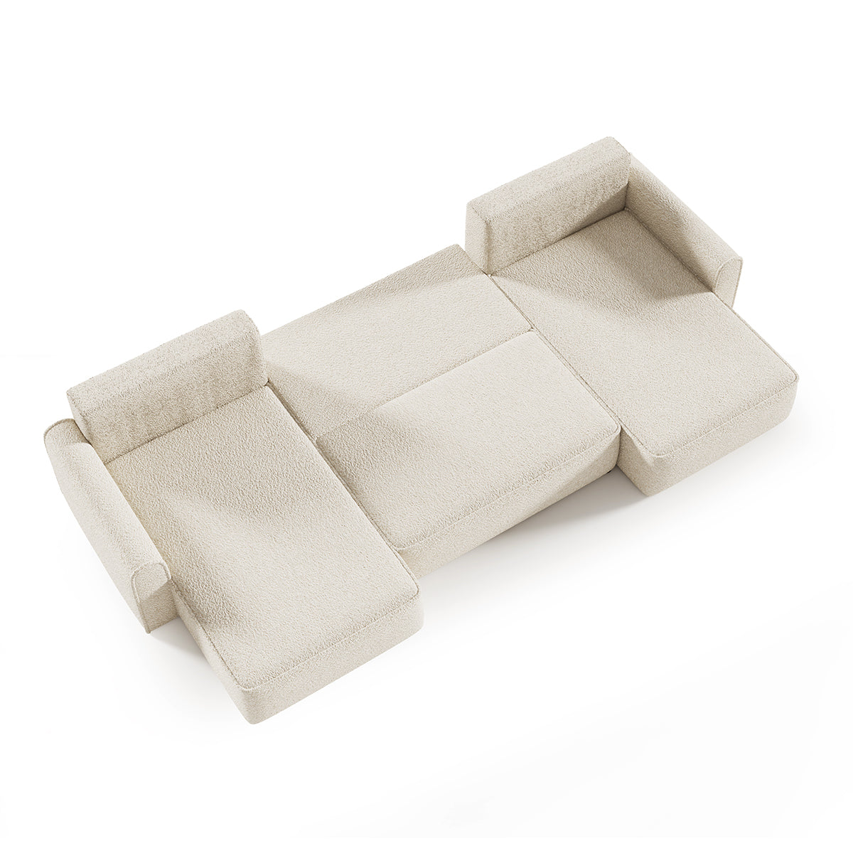 Canapé U 5 places convertible coffre Valentin bouclé Beige - vue 3