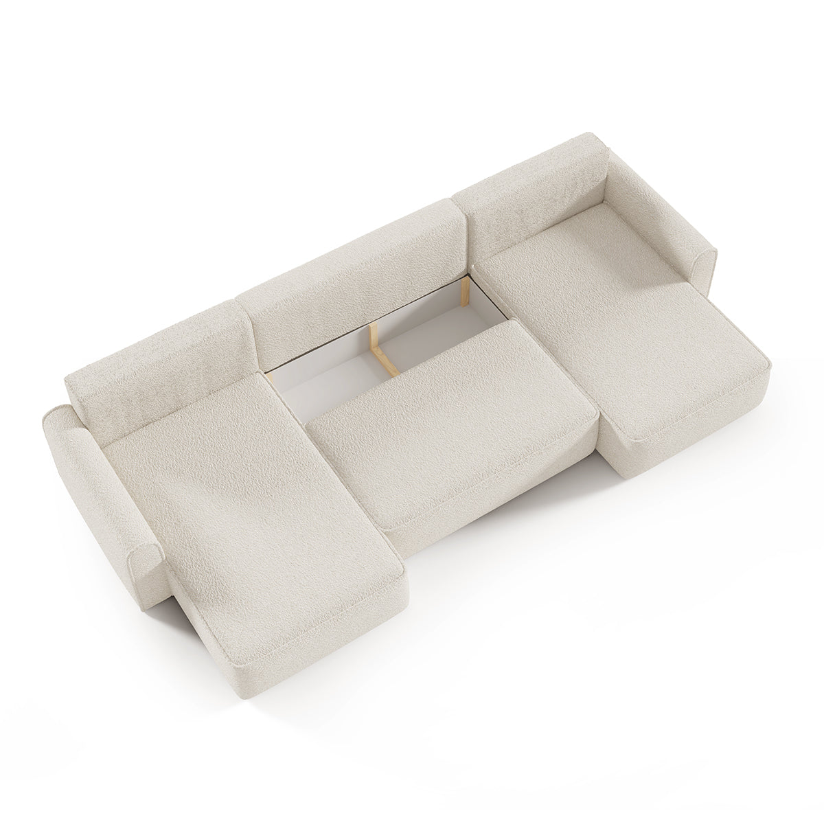 Canapé U 5 places convertible coffre Valentin bouclé Beige - vue 4