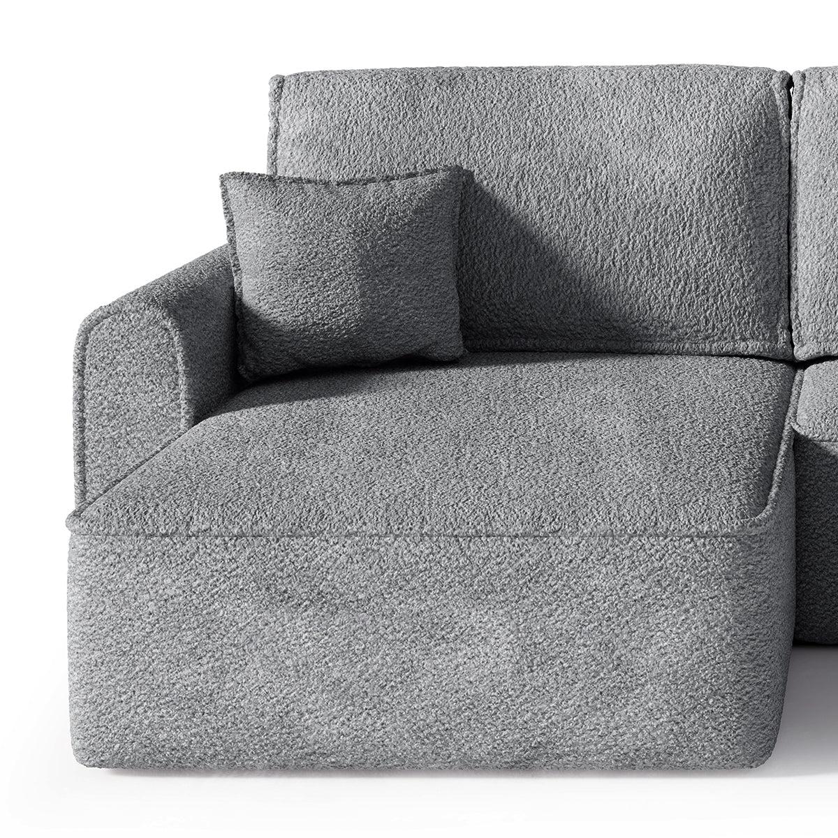 Canapé U 5 places convertible coffre Valentin bouclé Gris - vue 2