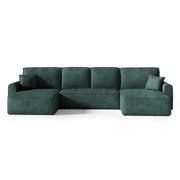 Canapé U 5 places convertible coffre Valentin bouclé Vert Sapin