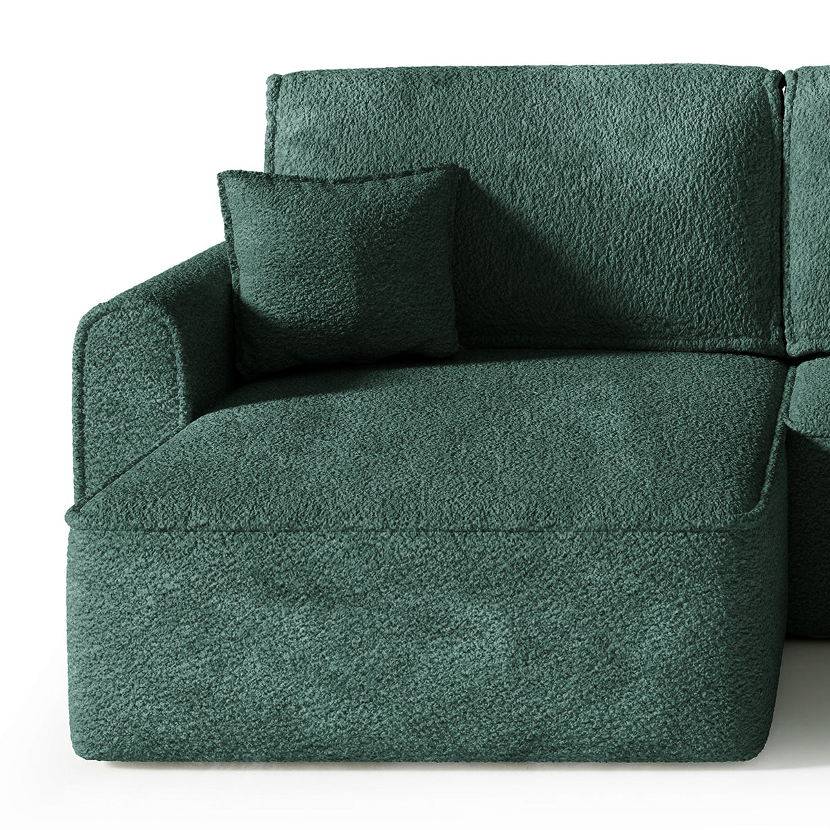 Canapé U 5 places convertible coffre Valentin bouclé Vert Sapin - vue 2