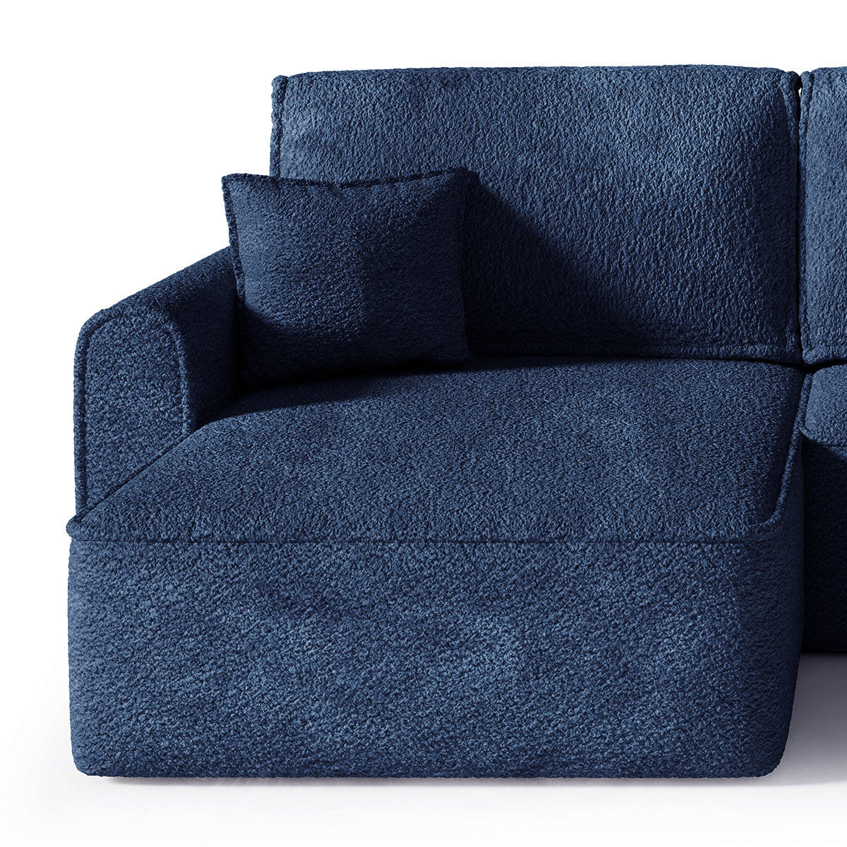 Canapé U 5 places convertible coffre Valentin bouclé Bleu - vue 2