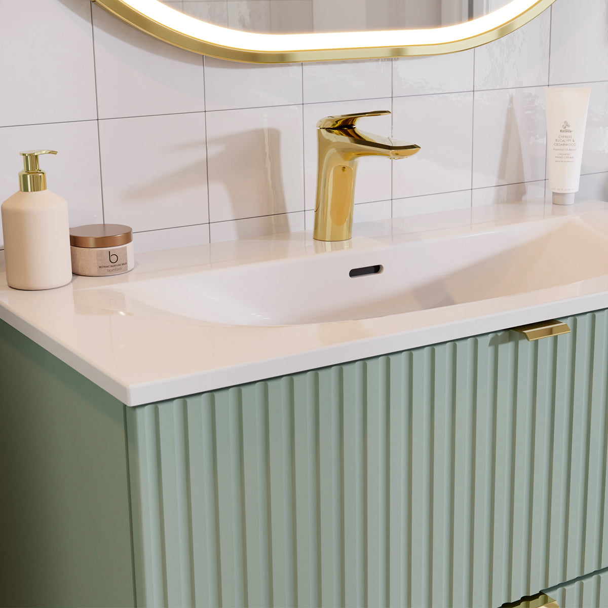 Meuble simple vasque encastrée 80cm 2 tiroirs Riva Blanc - vue 6