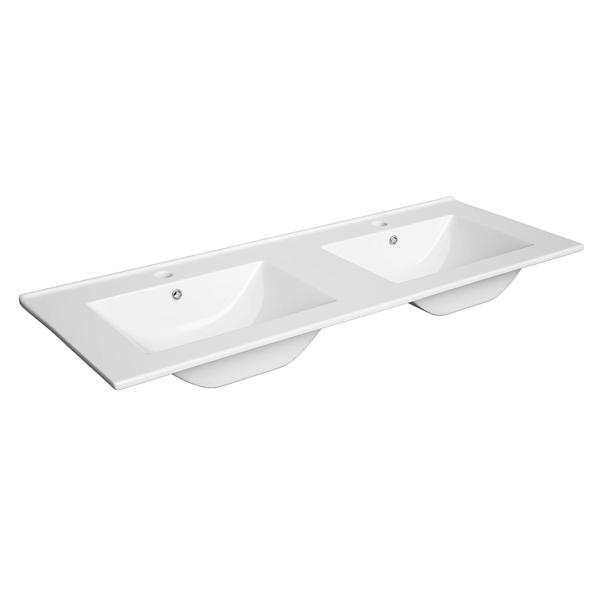 Ensemble meuble double vasque encastrée 120cm 4 tiroirs et colonne Livia Blanc et Bois - vue 8