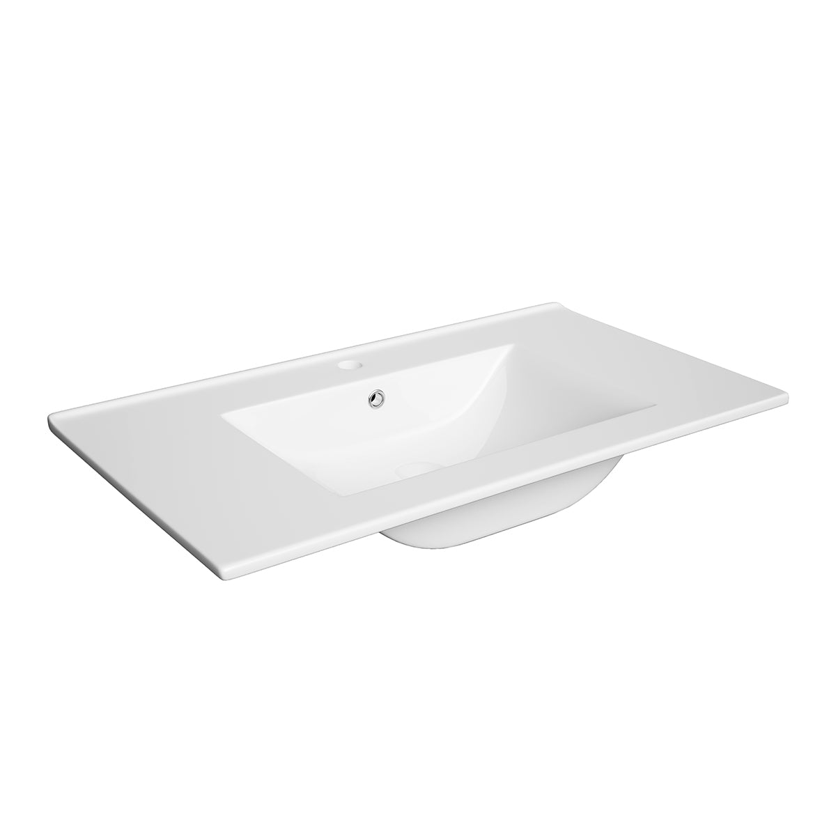 Ensemble meuble simple vasque encastrée 80cm 1 tiroir et colonne Livia Blanc et Bois - vue 7
