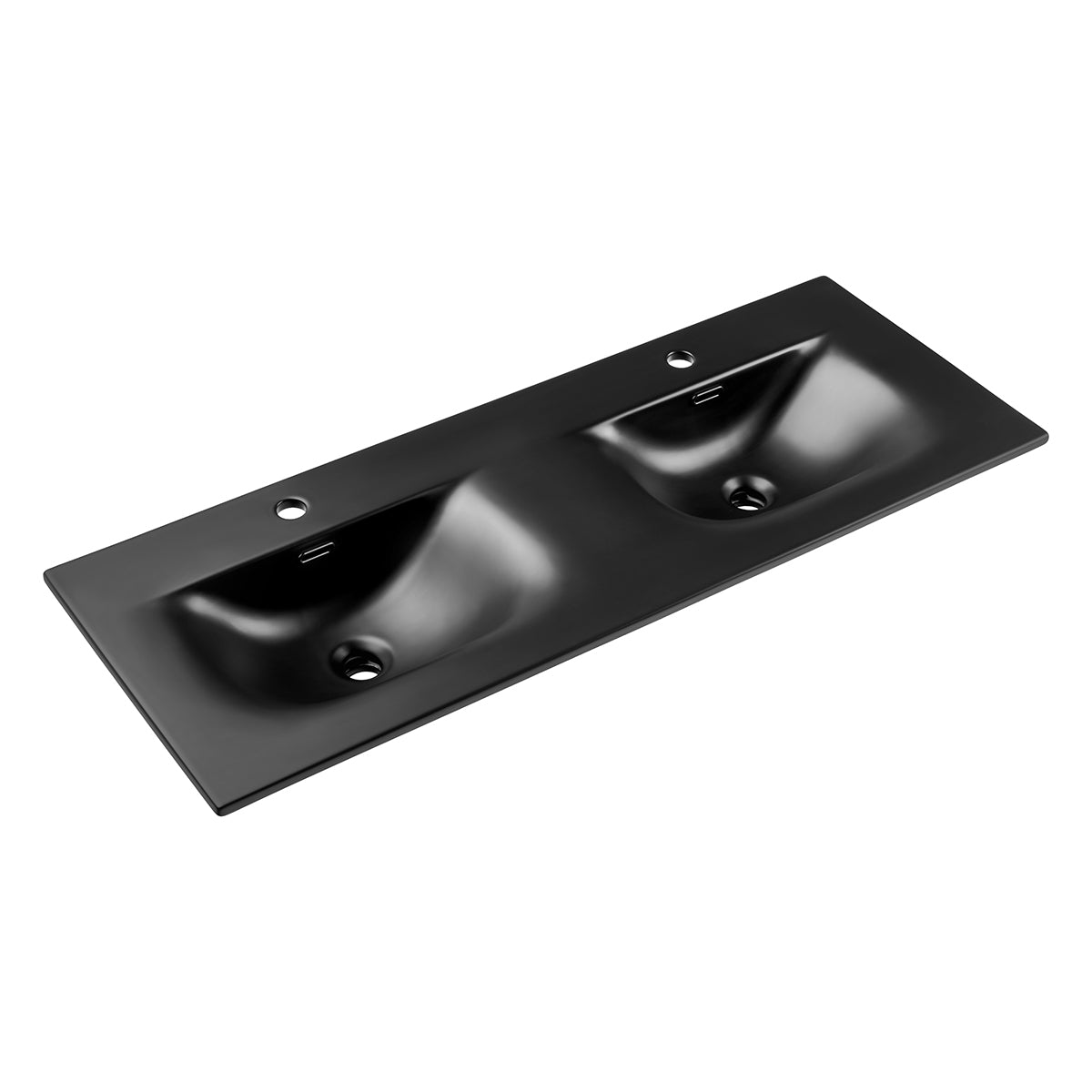 Meuble double vasque encastrée 120cm Elias Bois foncé - Vasque noire - vue 4
