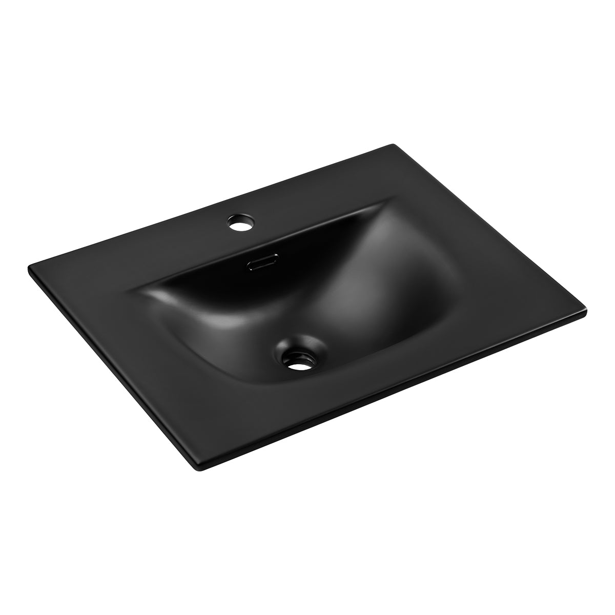 Meuble simple vasque encastrée 60cm Elias Bois foncé - Vasque noire - vue 5