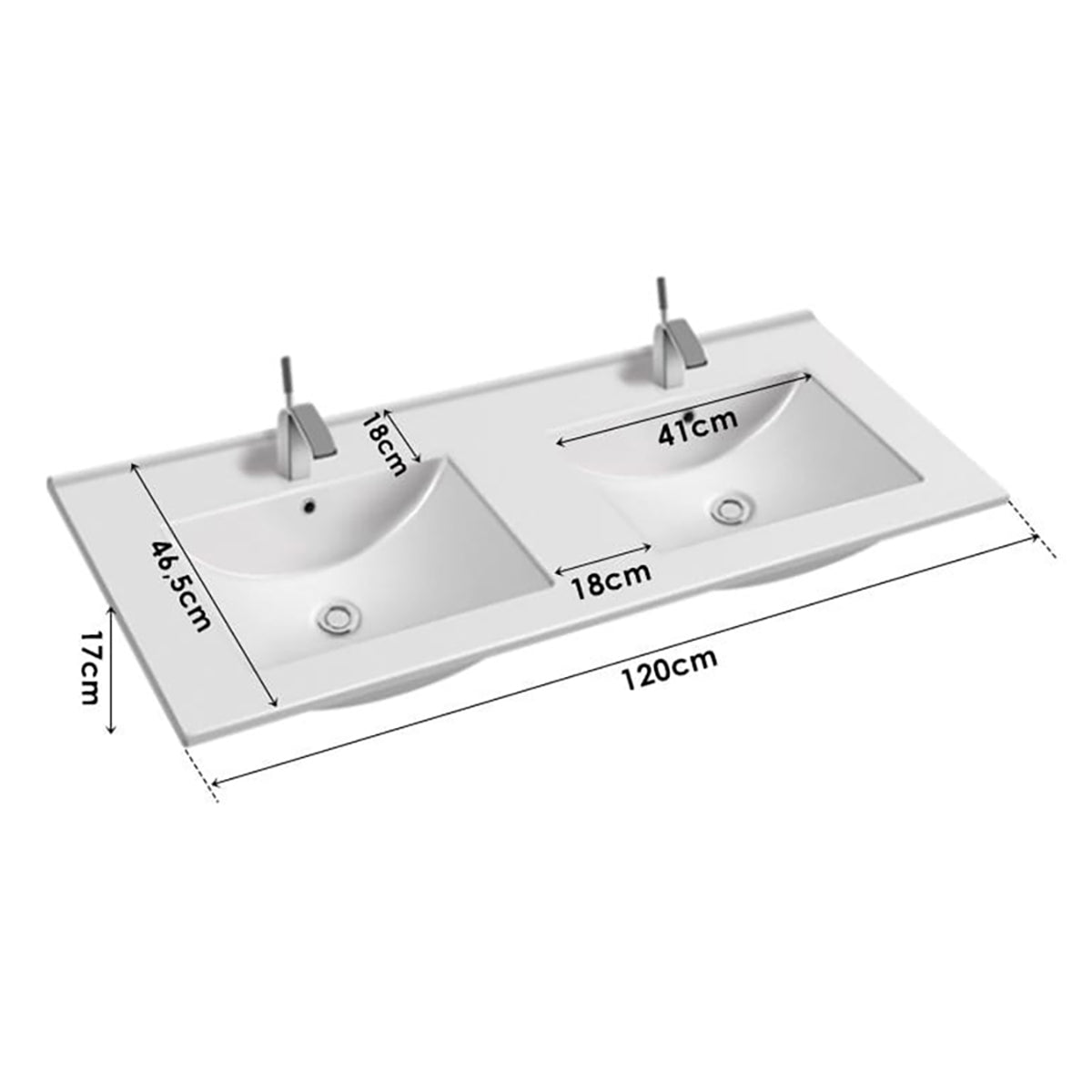 Ensemble meuble double vasque 140cm 2 niches et colonne Izae Cachemire - vue 10