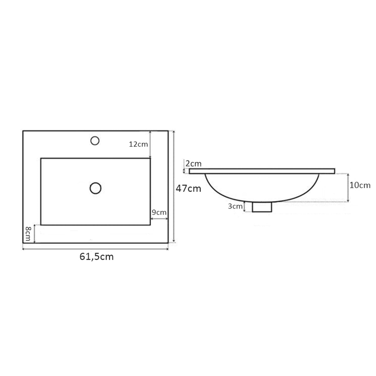 Meuble simple vasque encastrée 60cm Ellie Cachemire - vue 10