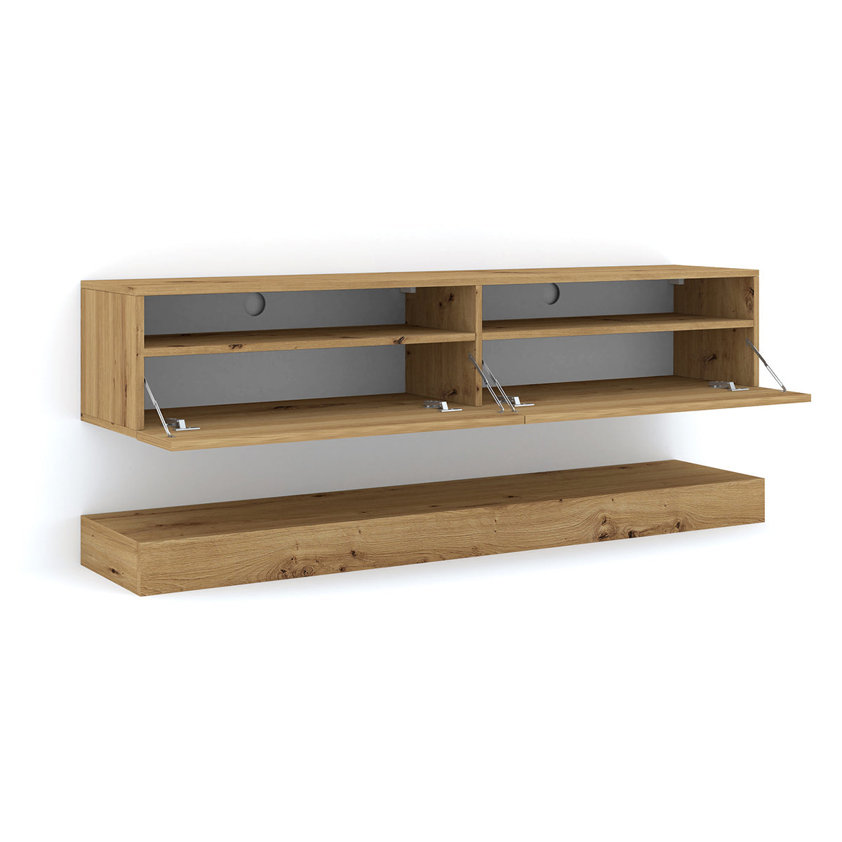Mur TV 2 portes 160 cm Vega Bois - vue 2