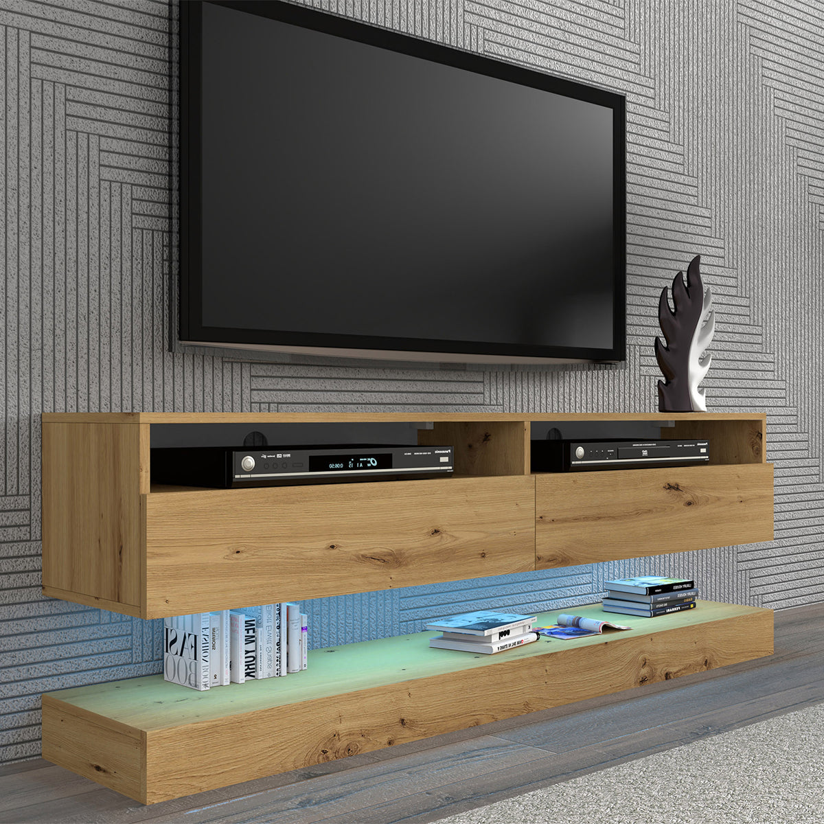 Mur TV 2 portes 160 cm Vega Bois - vue 3