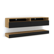 Mur TV 2 portes 160 cm Vega Bois et Noir