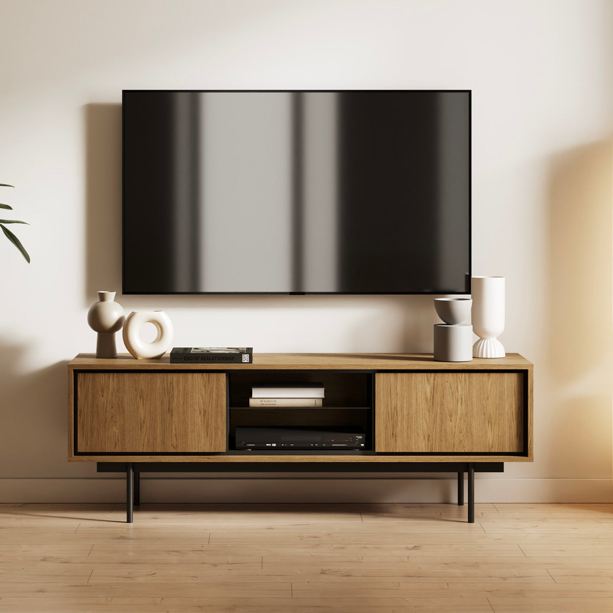 Meuble TV 2 portes 150 cm Vidia Bois - vue 2