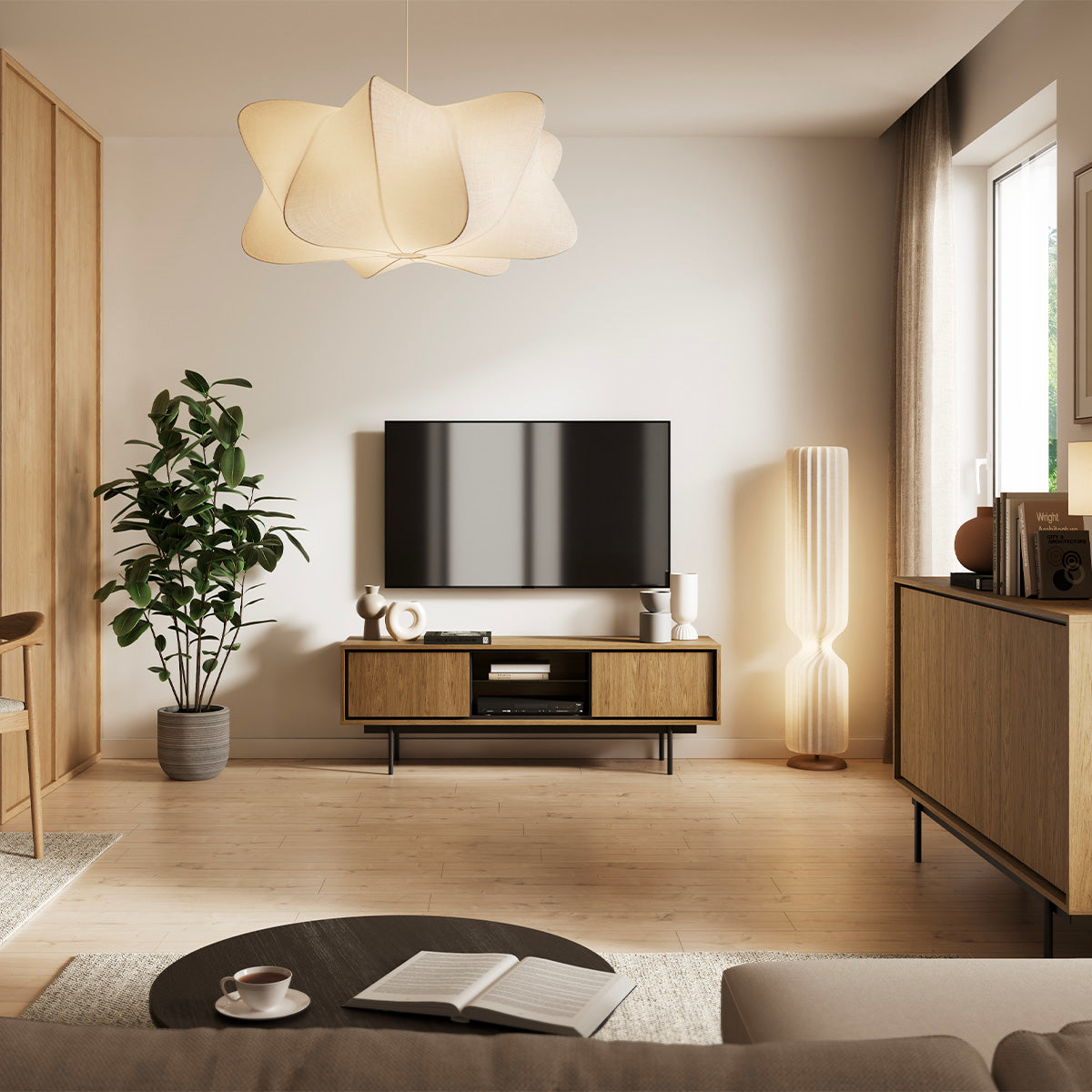 Meuble TV 2 portes 150 cm Vidia Bois - vue 4