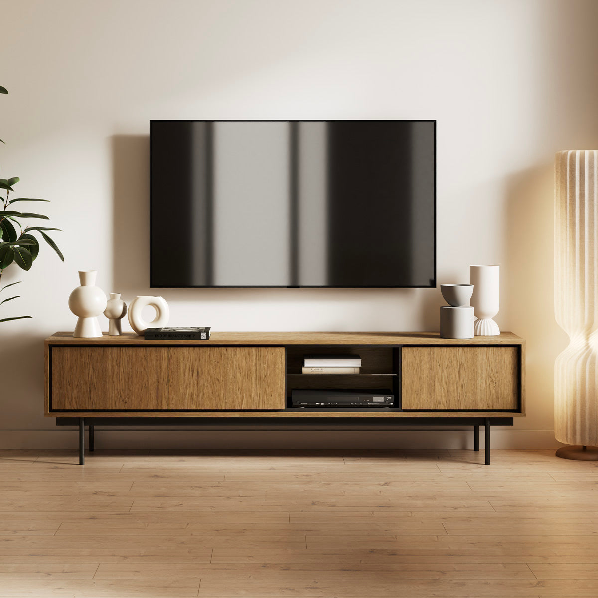 Meuble TV 3 portes 200 cm Vidia Bois - vue 2