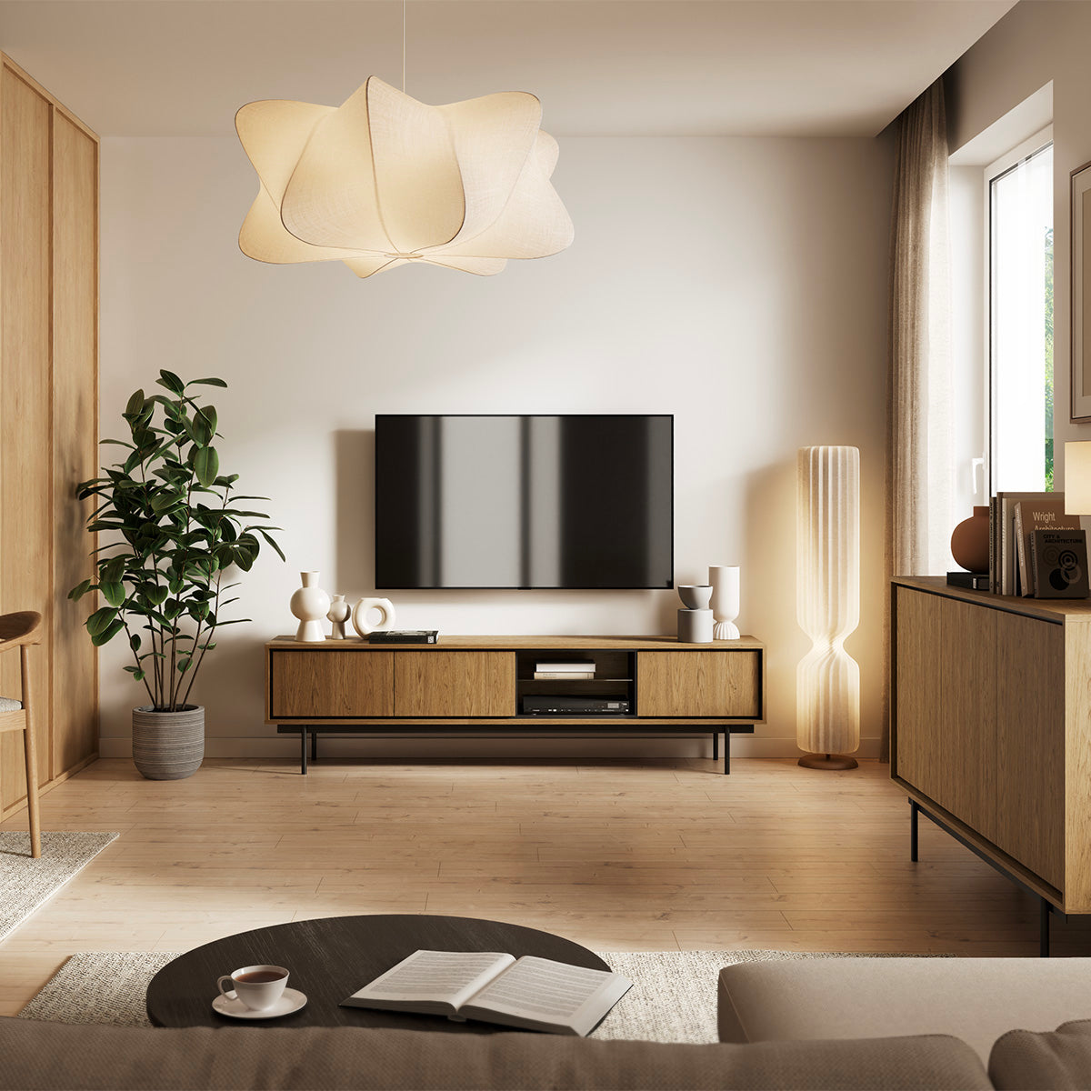 Meuble TV 3 portes 200 cm Vidia Bois - vue 4