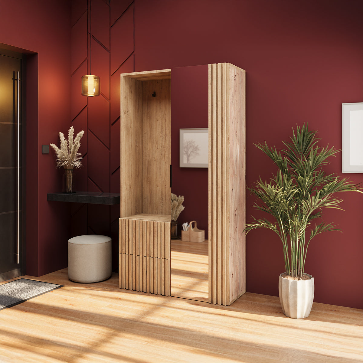 Meuble d'entrée 1 porte 2 tiroirs Velma Bois - vue 10