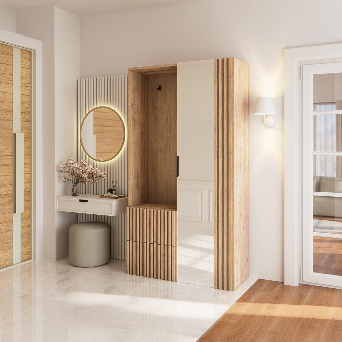 Meuble d'entrée 1 porte 2 tiroirs Velma Bois - vue 2