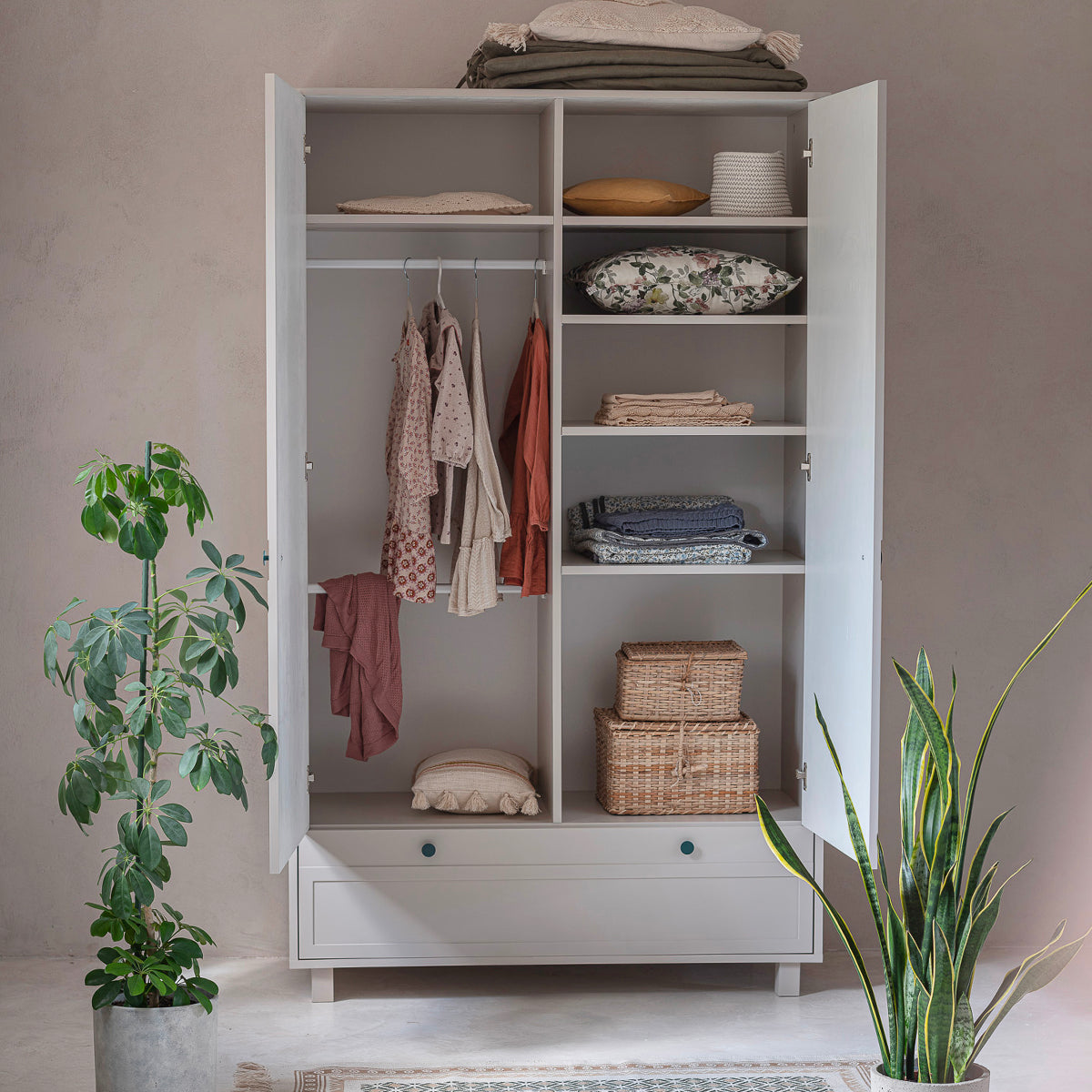 Lit évolutif 70x140 et armoire 2 portes Wood Luck Gabriel - Cachemire - vue 10