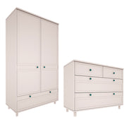 Commode 4 tiroirs et armoire 2 portes Wood Luck Gabriel - Cachemire