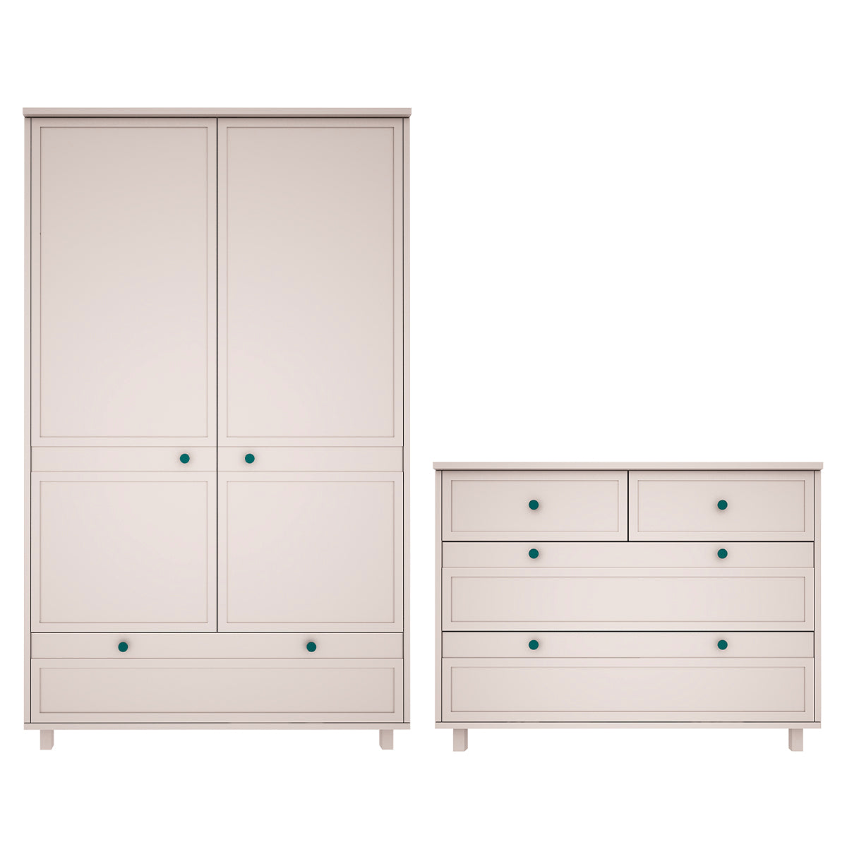Commode 4 tiroirs et armoire 2 portes Wood Luck Gabriel - Cachemire - vue 2