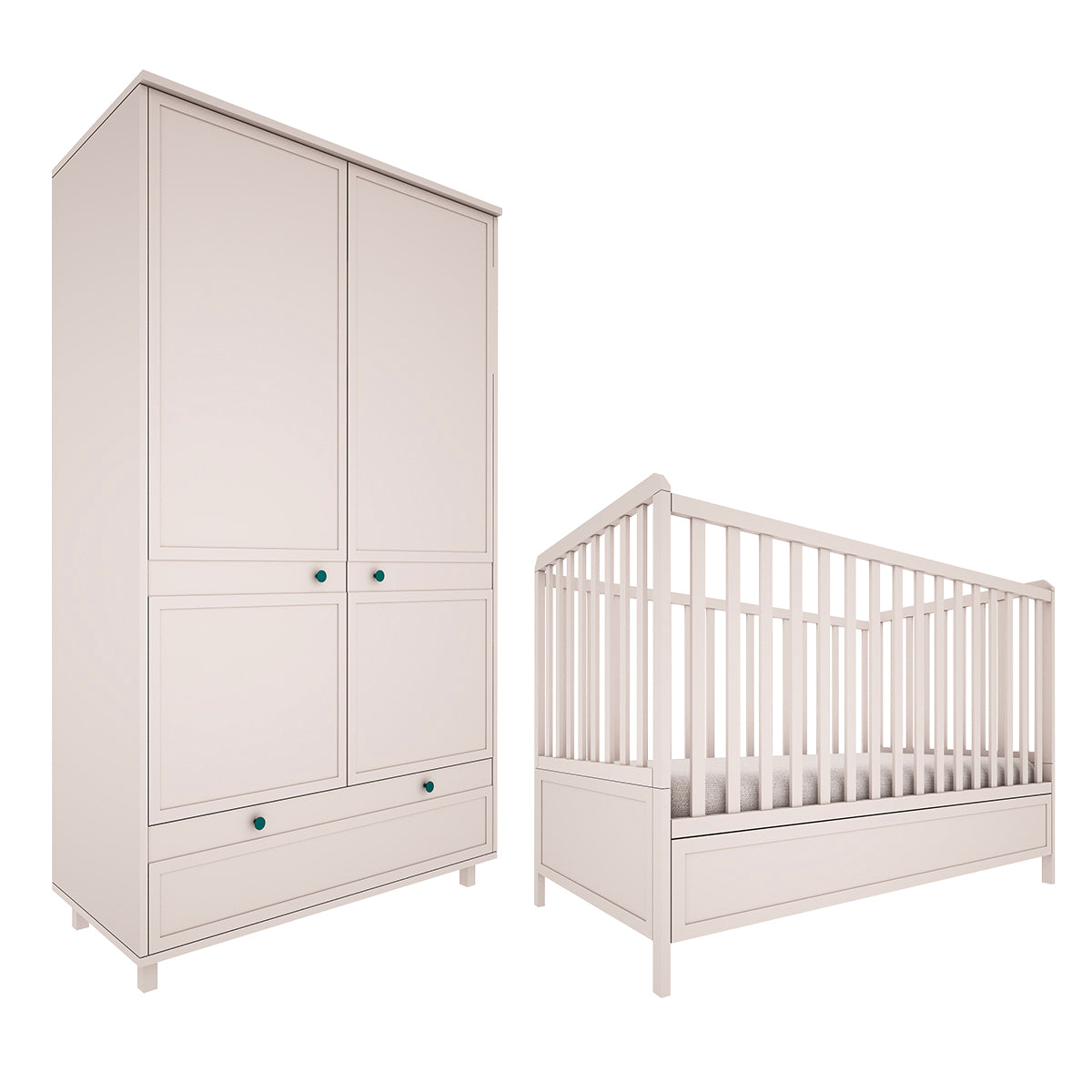 Lit évolutif 70x140 et armoire 2 portes Wood Luck Gabriel - Cachemire