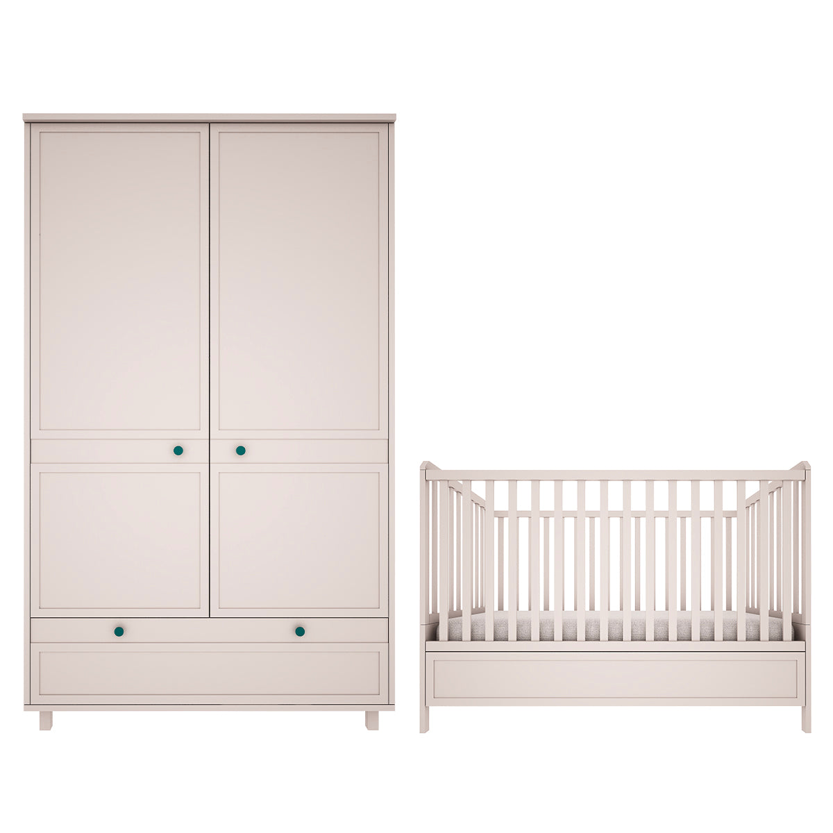 Lit évolutif 70x140 et armoire 2 portes Wood Luck Gabriel - Cachemire - vue 2