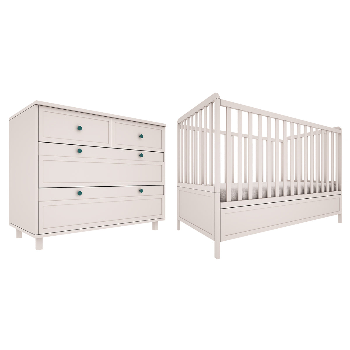 Lit évolutif 70x140 et commode 4 tiroirs Wood Luck Gabriel - Cachemire
