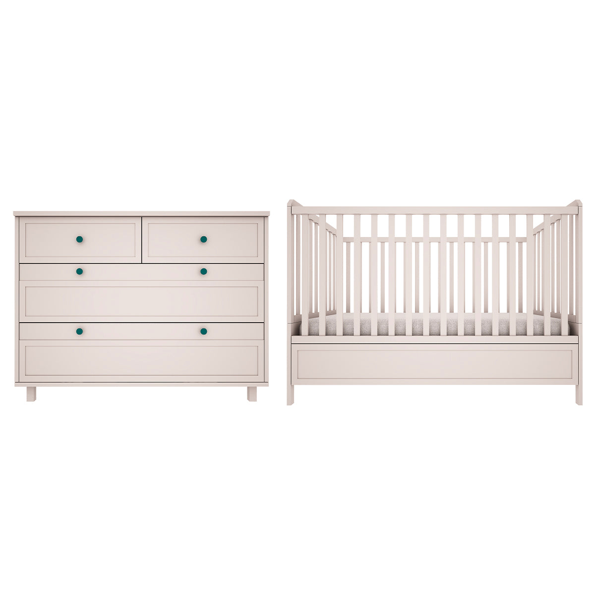 Lit évolutif 70x140 et commode 4 tiroirs Wood Luck Gabriel - Cachemire - vue 2