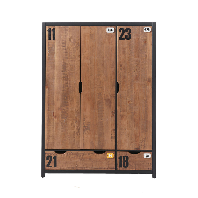 Armoire 3 portes Vipack Alex - Noir et Bois